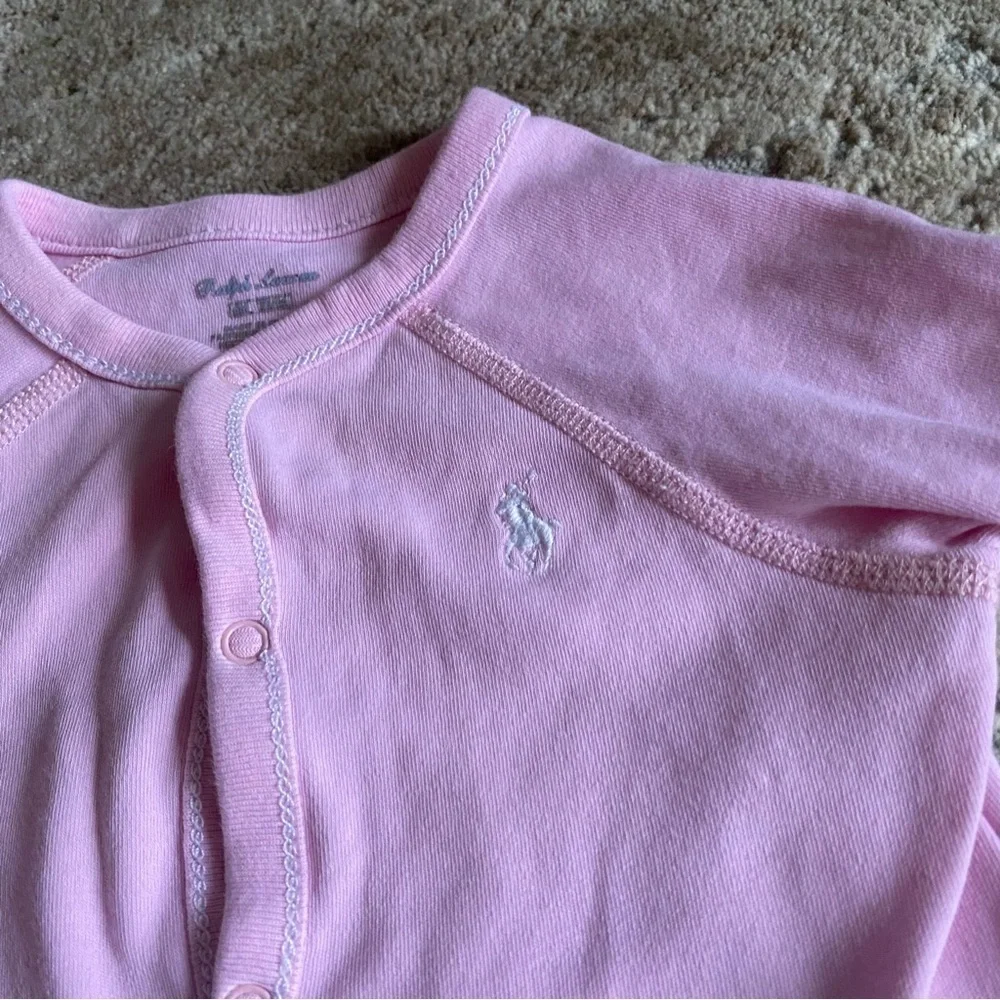 Ralph Lauren Logo Embroidered Baby Grow Onesie Sleeper 100% cotton Snap Closure